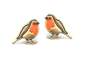Mobile Preview: Robin bird stud earrings. Small robin birds with orange enamel